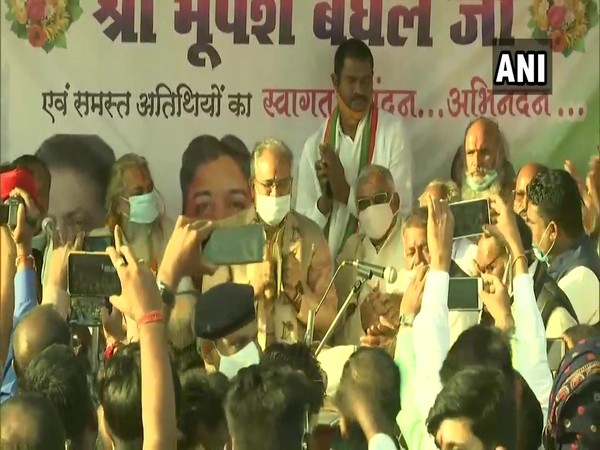 CM Bhupesh Baghel today attended 1-day Manaas Mahotsav in Shivrinarayan town of Janjgir-Champa district