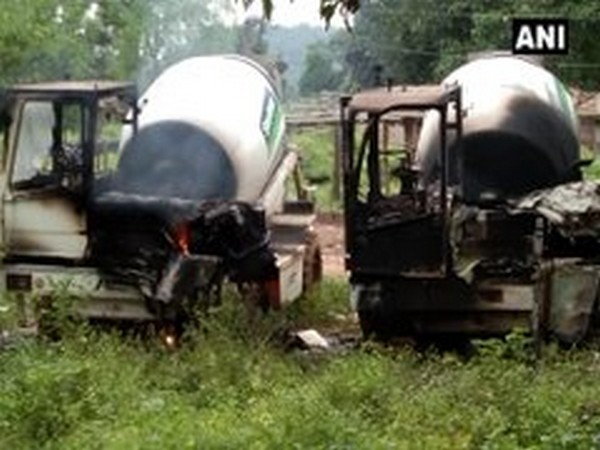 Naxals torch five vehicles engaged in road construction work in Chhattisgarh. Photo/ANI