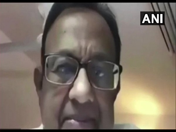 Former union minister P Chidambaram talking to ANI through video conferencing on Monday. Photo/ANI