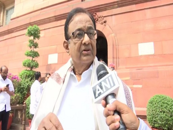 Congress leader P Chidambaram speaking to ANI in New Delhi on Monday. Photo/ANI