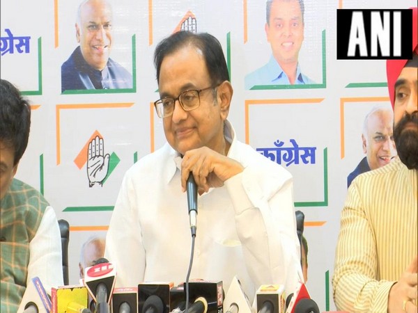 Former Union Minister P Chidambaram speaking to reporters in Mumbai on Saturday.