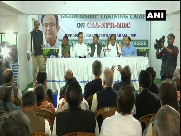 Senior Congress leader P Chidambaram at the leadership training camp in Kolkata on Saturday. photo/ANI