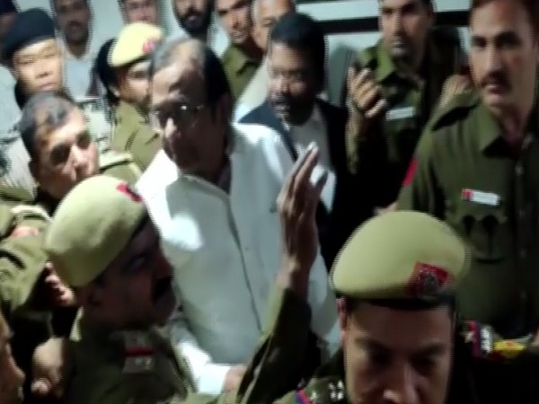 P Chidambaram being escorted out of the court to Tihar jail on Wednesday (Photo/ANI)