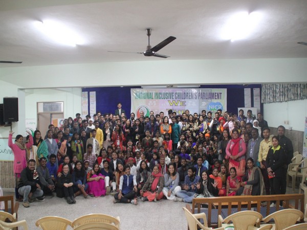 75 child parliamentarians at a national Children's Parliament. Photo/ANI