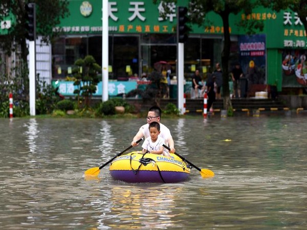 A flooded street in Zhejiang Province
