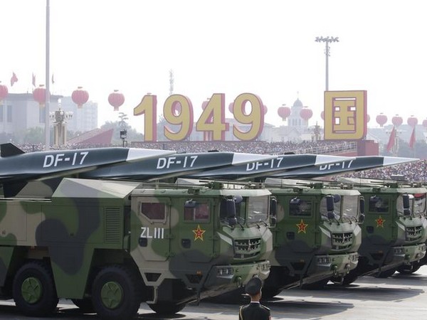 Military trucks carying the DF-17 ballistic missile during the military parade to mark the 70th anniversary of China's founding in Beijing on Tuesday.
