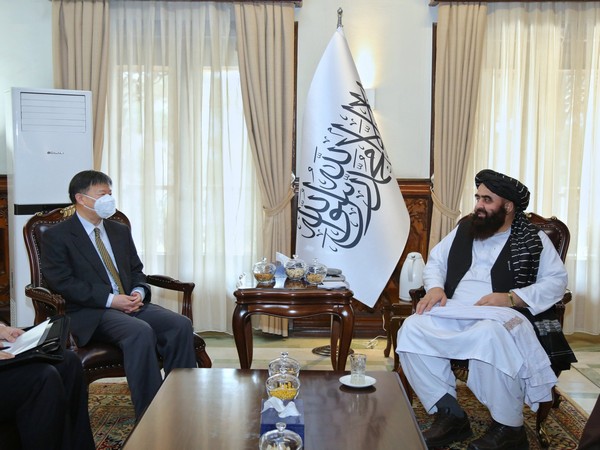    Afghanistan's acting foreign minister Amir Khan Motaqi on Saturday met the Chinese Ambassador to Kabul Wang Yu. Photo Credit: Amir Khan Motaqi twitter