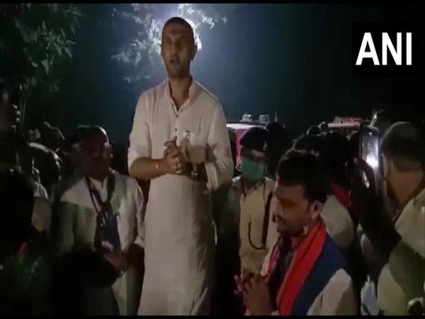 LJP chief Chirag Paswan addressing party workers in Gaya on Wednesday. Photo/ANI