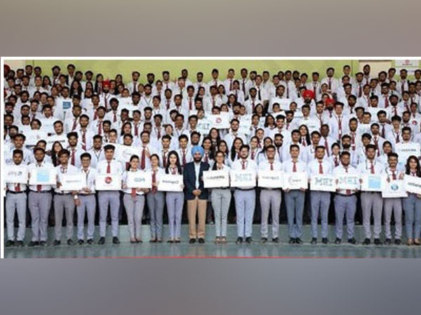 Placed students of Chandigarh University of 2020 passing-out batch celebrating their success along with Chancellor Satnam Singh Sandhu