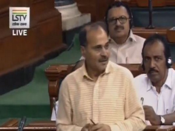Congress leader Adhir Ranjan Chowdhury while speaking in the Lok Sabh against Kiran Bedi on Thursday. Photo/ANI
