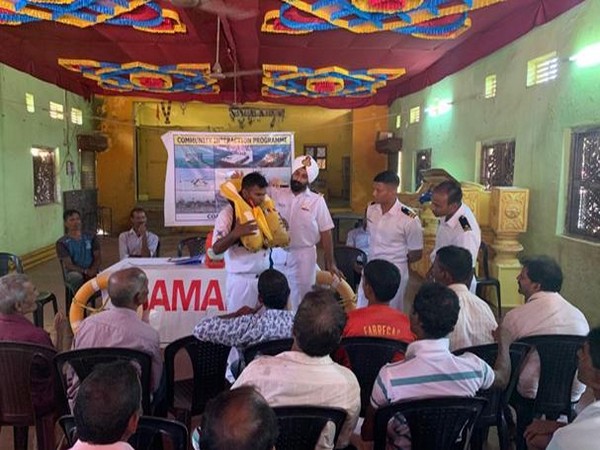 The Indian Coast Guard officials during the community interaction programme (Picture Credit: Indian Coast Guard)