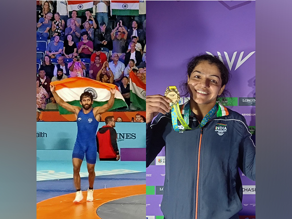 Bajrang Punia and Sakshi Malik (Photo: ANI/ Team India-Twitter)