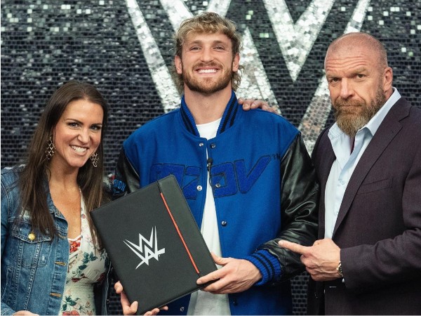 Stephanie McMahon, Logan Paul, Triple-H (Image source: Twitter)