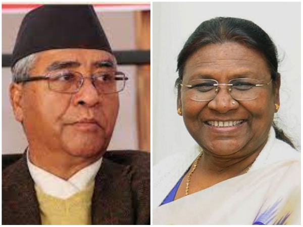 Nepal Prime Minister, Sher Bahadur Deuba (Right) and India's Newly elected President Draupadi Murmu (Right)