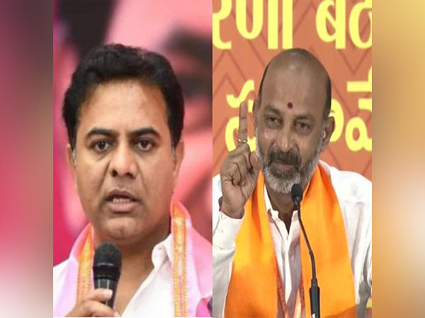 TRS working president KT Rama Rao (left), Telangana BJP chief Bandi Sanjay (right) (Photo:ANI)