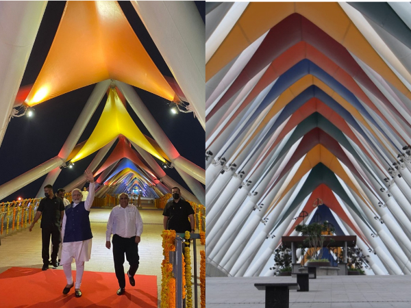 Prime Minister Narendra Modi at Atal Bridge in Ahmedabad (Photo/ANI)