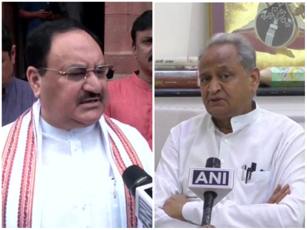 BJP president JP Nadda, Rajasthan CM Ashok Gehlot (Photo/ANI)
