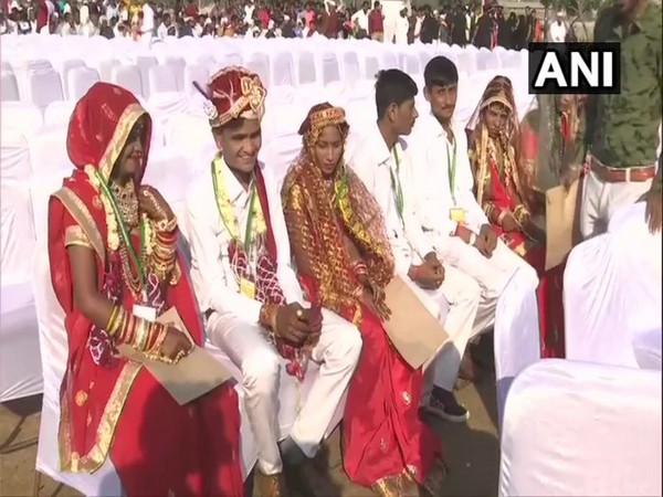 Hindu and Muslim couples got married at the mass wedding program in Ahmedabad on Saturday. Photo/ANI