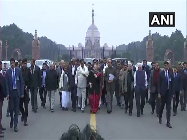 Opposition leaders outside Rashtrapati Bhavan.