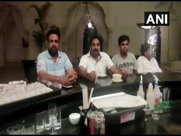 Congress MLAs supporting Chief Minister Ashok Gehlot watch 'Sholay' at Hotel Fairmont in Jaipur on Sunday. Photo/ANI