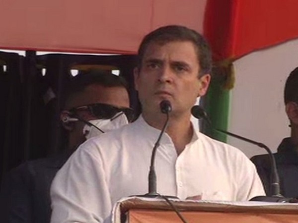 Congress leader Rahul Gandhi speaking at a public rally in Darbhanga, Patna on Wednesday. 