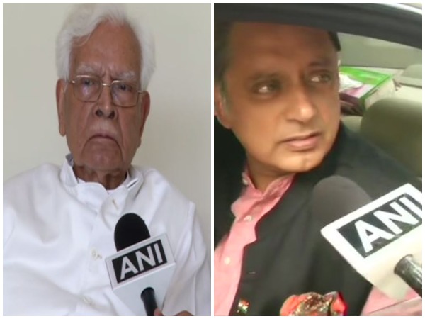 Former union minister Natwar Singh (L) and Shashi Tharoor (R)