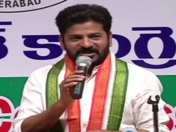 Congress MP Revanth Reddy during a press conference in Hyderabad on Saturday. (Photo/ANI)