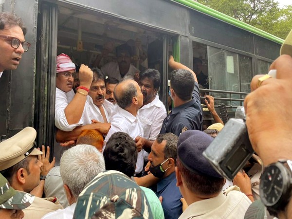Visuals from Congress protest on June 13. (Photo/ANI)
