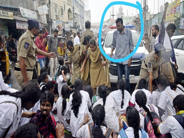 Visual from the protest site in Hyderabad on Thursday. (Photo/ANI) 