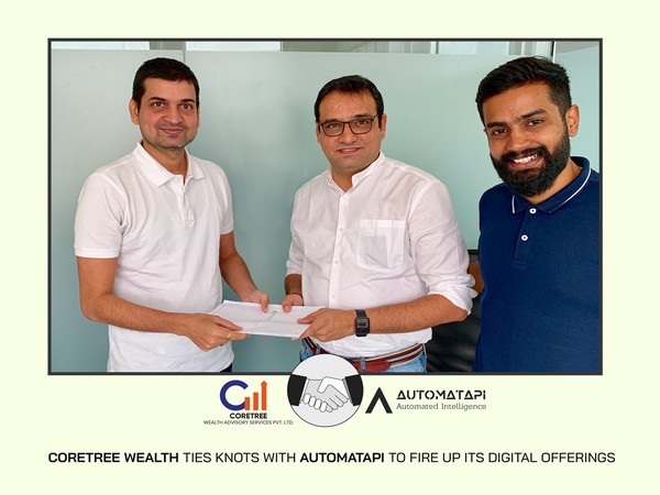 Brijesh Parnami, CEO of Coretree Wealth signs the strategic partnership with Devesh Rao, CEO of AutomataPi