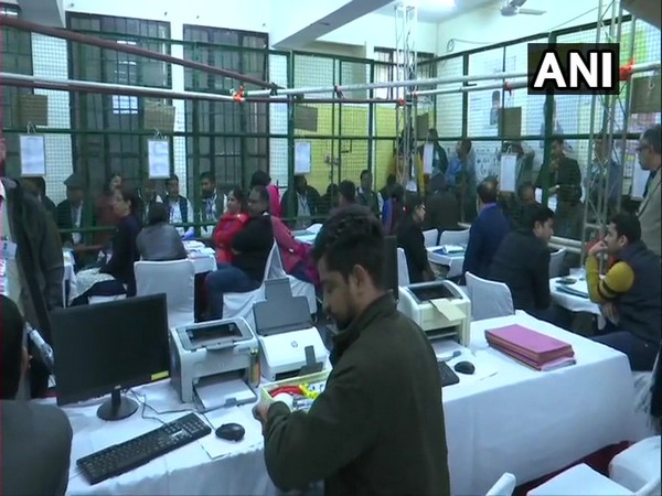 Visual from a counting centre in Delhi on Tuesday. Photo/ANI