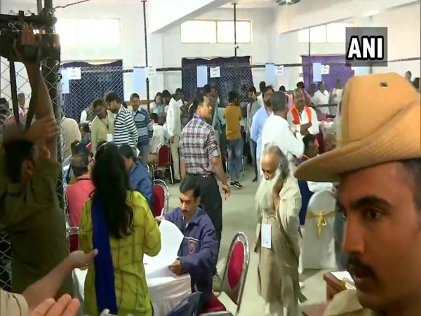 Visual from a counting centre in Bengaluru on Monday. Photo/ANI