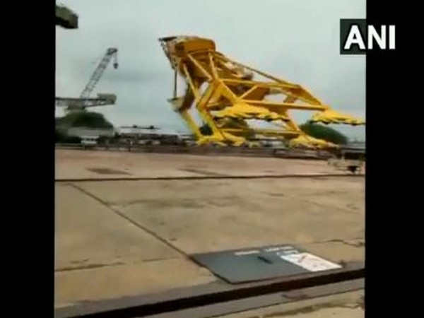 Visuals from Visakhapatnam crane collapse incident on Saturday. (Photo/ANI)