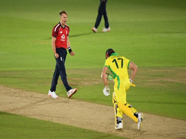 England pacer Tom Curran celebrating after two-run win over Australia (Photo/ICC Twitter)