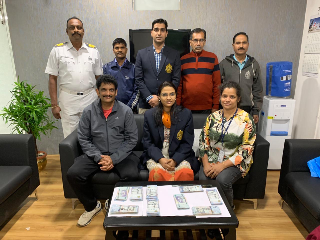 Customs officials team who carried out the operation to nab two foreign currency smugglers. (Photo/ANI)