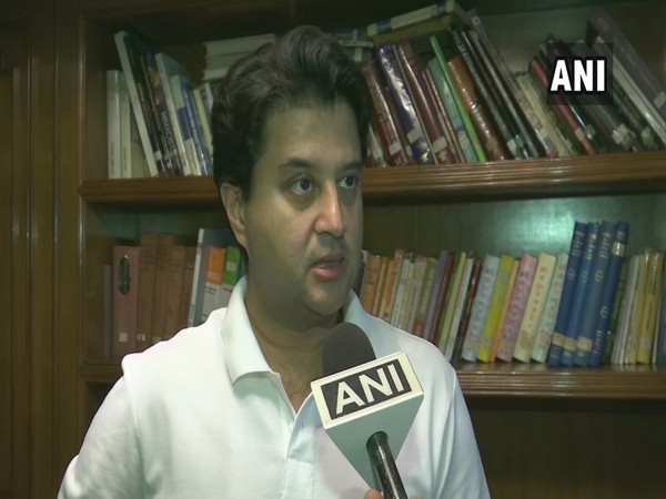 Jyotiraditya Scindia speaking to ANI in New Delhi on Sunday. Photo/ANI
