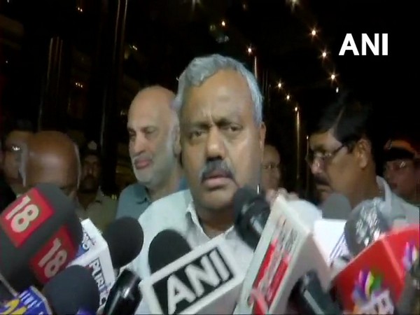 Congress MLA ST Somashekar speaking to reporters in Mumbai on Sunday. Photo/ANI
