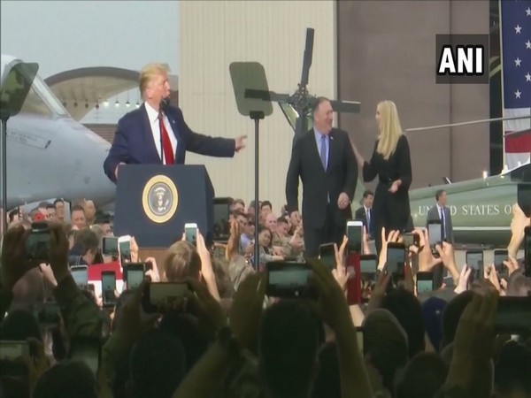 US President Donald Trump with Secretary of State Mike Pompeo and daughter Ivanka Trump at Osan Air Base in Japan on Sunday