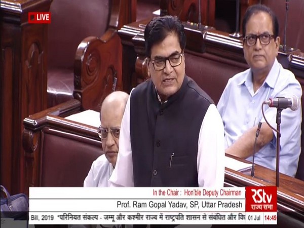 Samajwadi Party leader Ram Gopal Yadav during his address in Rajya Sabha on Monday. Photo/ANI