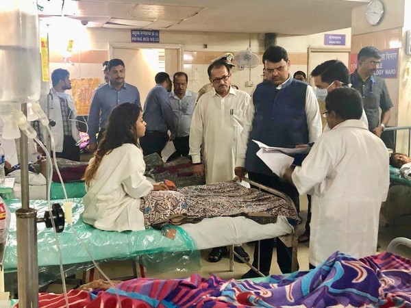 Maharashtra CM Devendra Fadnavis visits the injured in Malad wall collapse incident . (ANI/Photo)