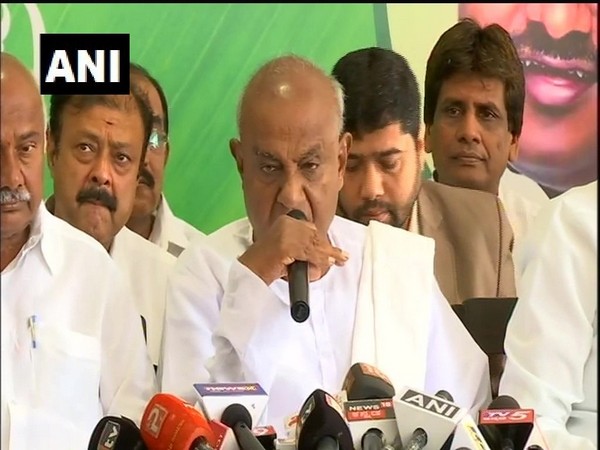 HD Deve Gowda while addressing the event in Karnataka on Wednesday. [Photo/ANI]
