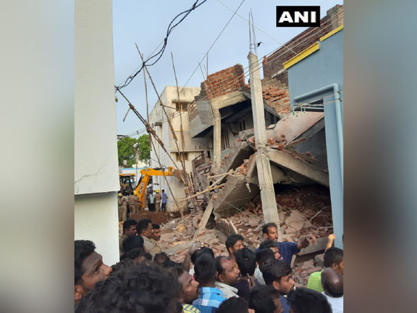 A multi-storey building had collapsed in the evening yesterday.  Photo/ANI
