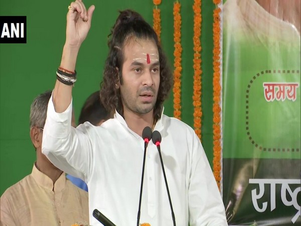 Tej Pratap Yadav, former cabinet minister of Bihar addresses a public event in Patna [Photo/ANI]