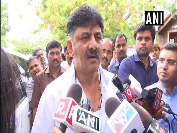 Irrigation Minister DK Shivakumar in conversation with media personnel in Bengaluru on Saturday. Photo/ANI