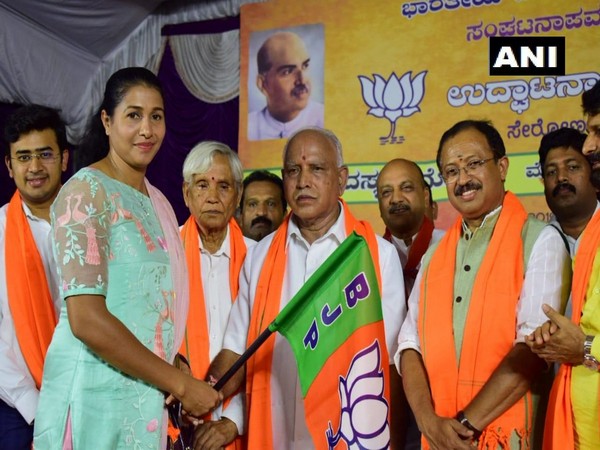 Legendary athlete Anju Bobby George joined BJP on Saturday in presence of Karnataka BJP president BS Yeddyurappa. Photo/ANI