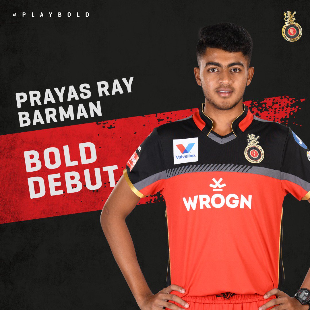 RCB player Prayas Ray Barman (Courtesy: RCB Twitter)