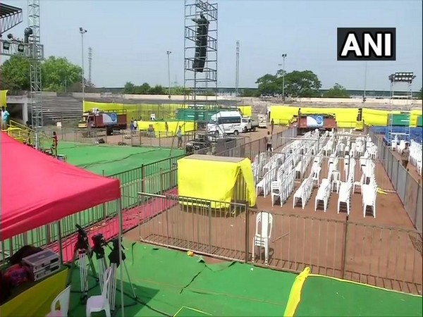 Earlier visuals of preparation for TDP rally in Vishakhapatnam. Photo/ANI