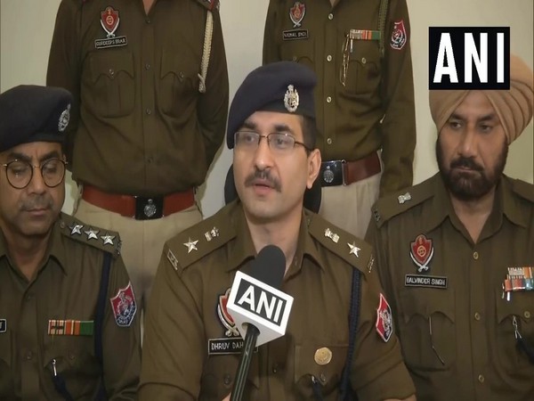 Dhruv Dahiya, Senior Superintendent of Police (SSP) Khanna city speaks to media on Friday. [Photo/ANI]