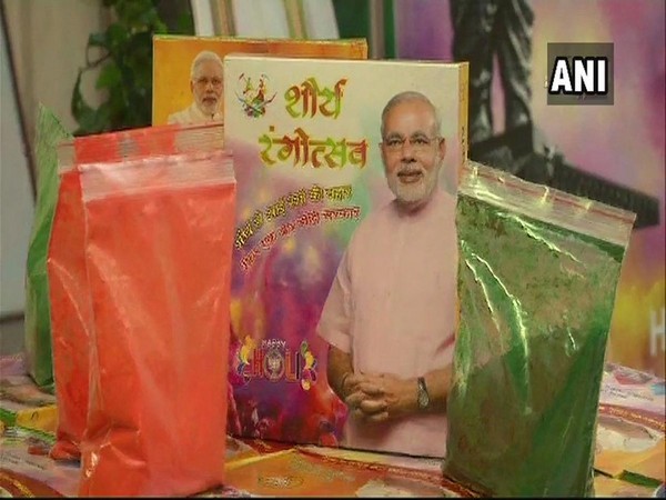 Gulaal being sold in Jaipur in packets labelled 'Shaurya Rangotsav'
