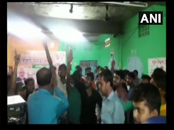 A group of BJP workers in Cooch Behar protested at the party office on Thursday. [Photo/ANI]